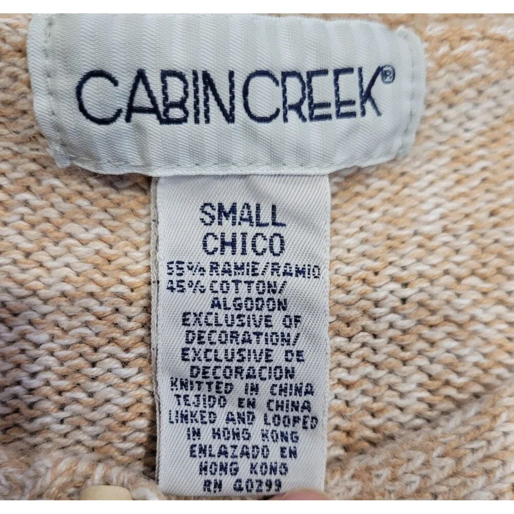 Vintage Cabin Creek Fall Sweater Size Small Toggle Cottagecore Leaves Patchwork